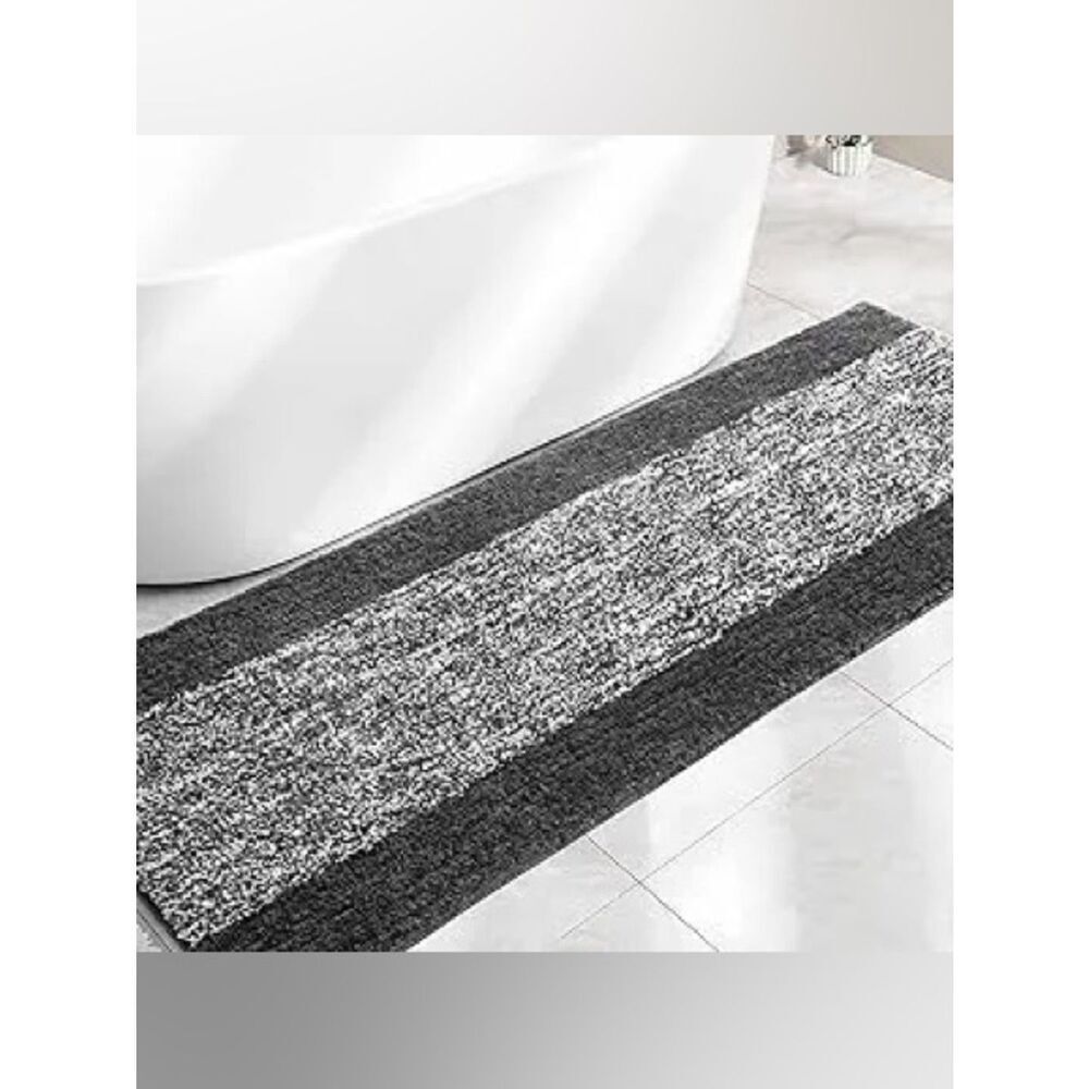 Better Homes and Gardens Plush Gray & White Two-Tone Bath Runner (20”x 60”)